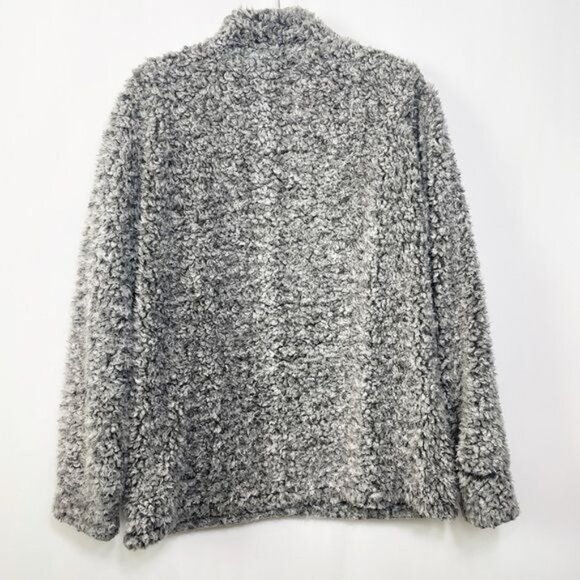 Weatherproof Vintage Women Frosty Tipped Sherpa Pullover Charcoal Half-Zip Large - Picture 3 of 10